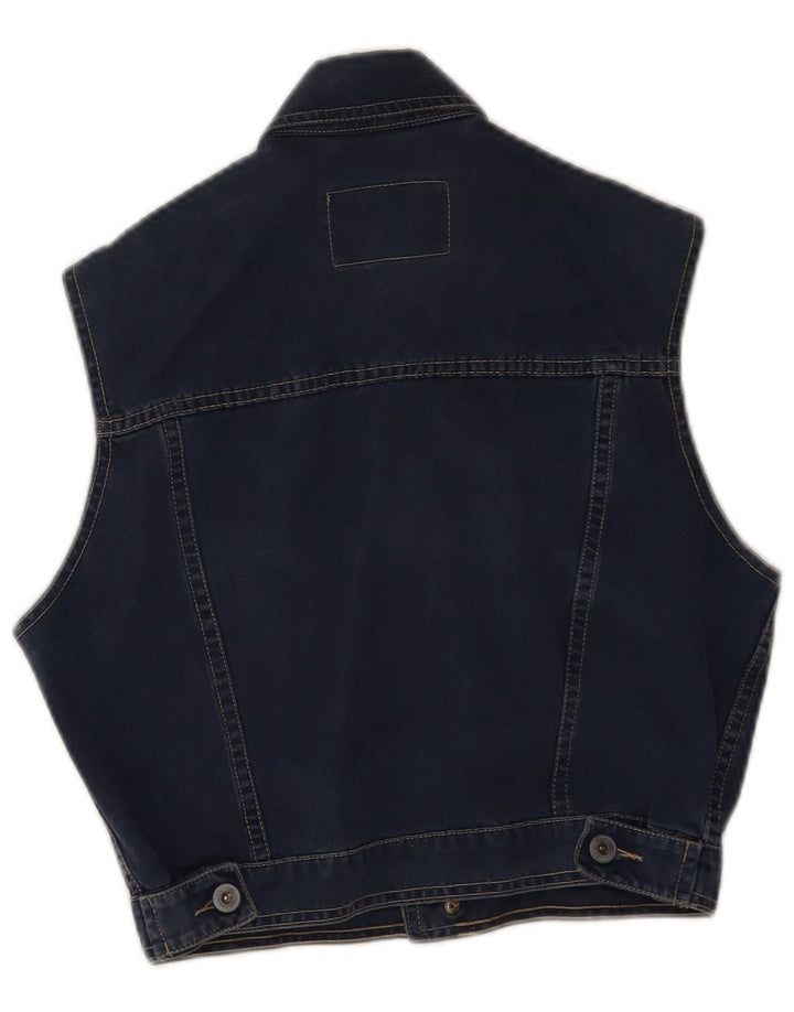 Teddy Smith Damen Crop Denim Gilet UK 14 Large Marineblau