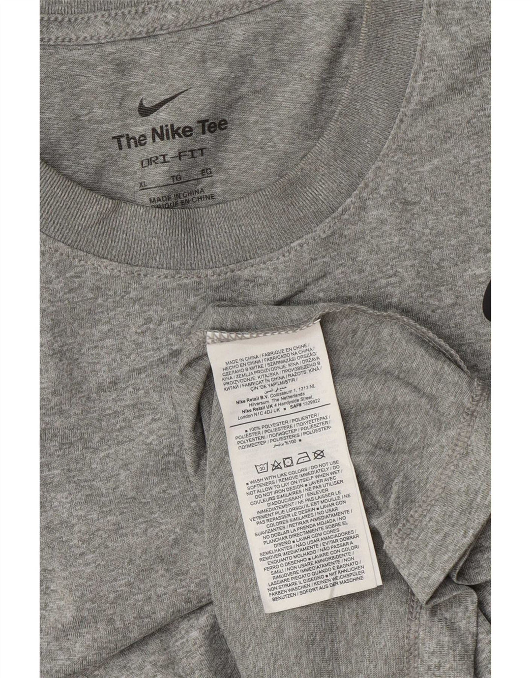 Nike Herren Dri Fit Top Langarm XL Grau geflecktes Polyester