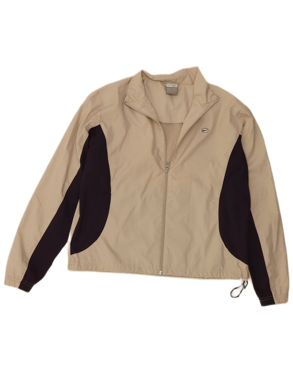 Nike Damen-Trainingsanzug-Top-Jacke UK 10/12 Mittelbeige Farbblock