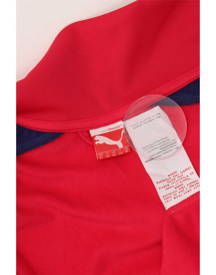 Puma Damen-Trainingsanzug-Top-Jacke, UK 16, großes rosafarbenes Farbblock-Polyester
