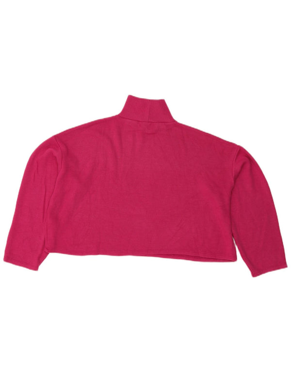 Zara Damen Crop Oversized Top Langarm UK 12 Mittelrosa Polyester