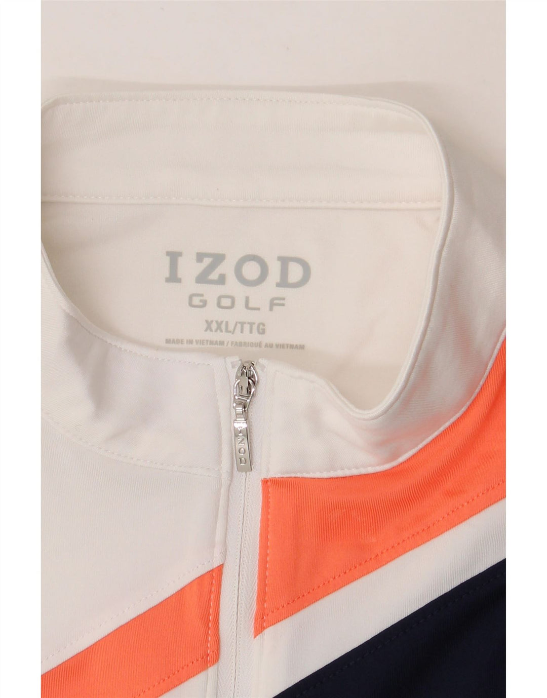 IZOD Womens Golf Zip Neck Vest Top UK 20 2XL White Colourblock Polyester Vintage Izod and Second-Hand Izod from Messina Hembry 