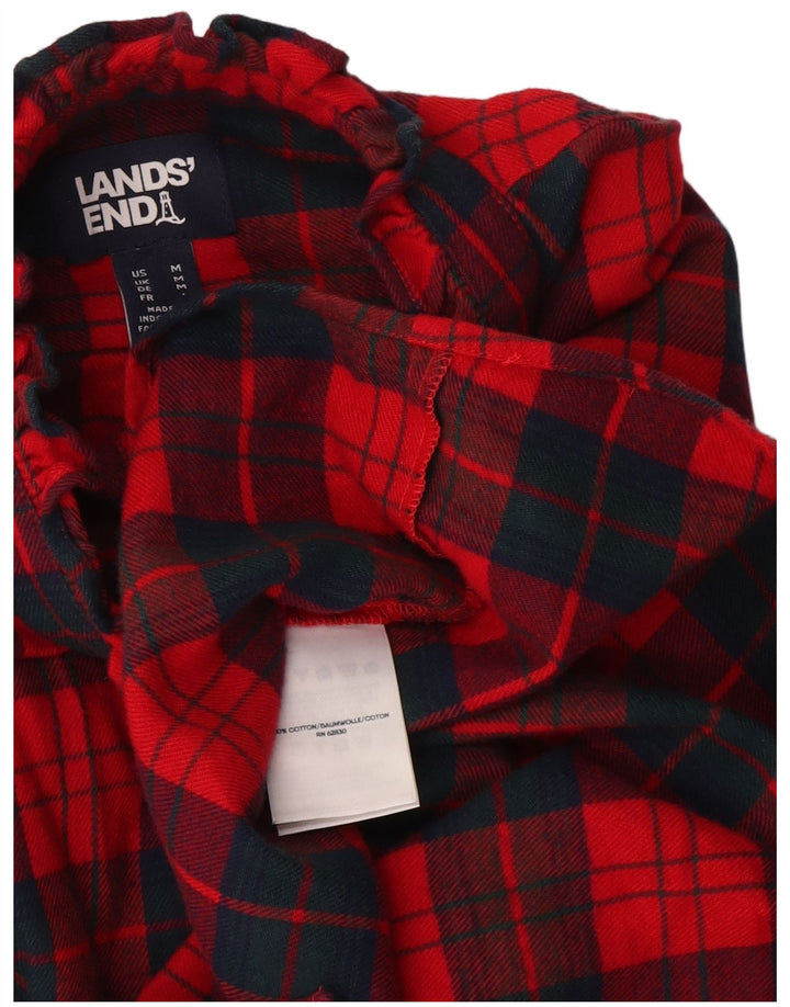 Lands End Damen Flanellhemd UK 14 Mittelrot karierte Baumwolle