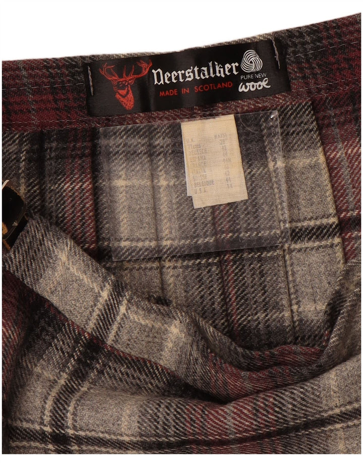 Deerstalker Damen Wickelrock mit Falten, W28, mittelrote karierte Wolle