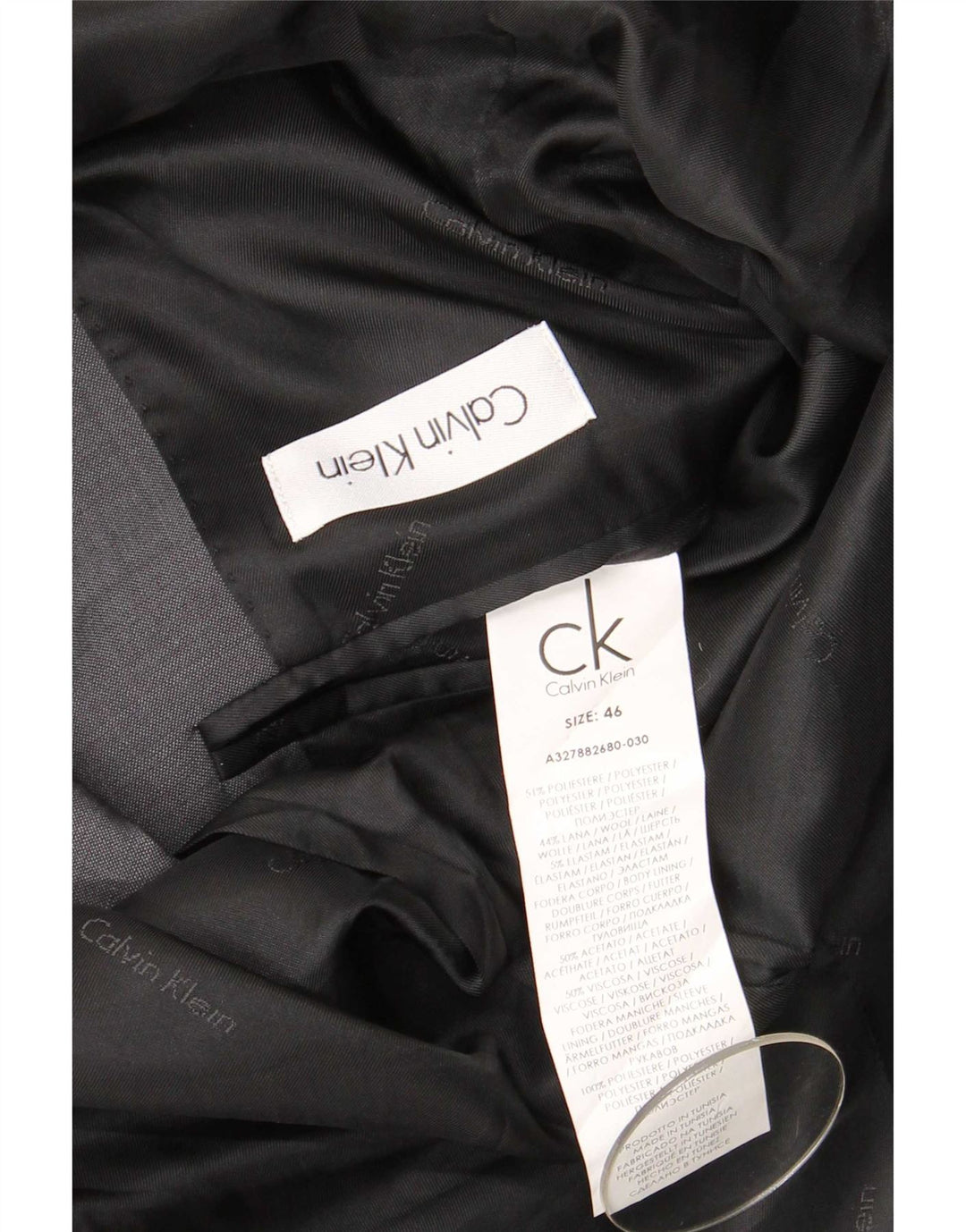 Calvin Klein Herren 2-Knopf-Blazerjacke IT 46 Small Graues Polyester