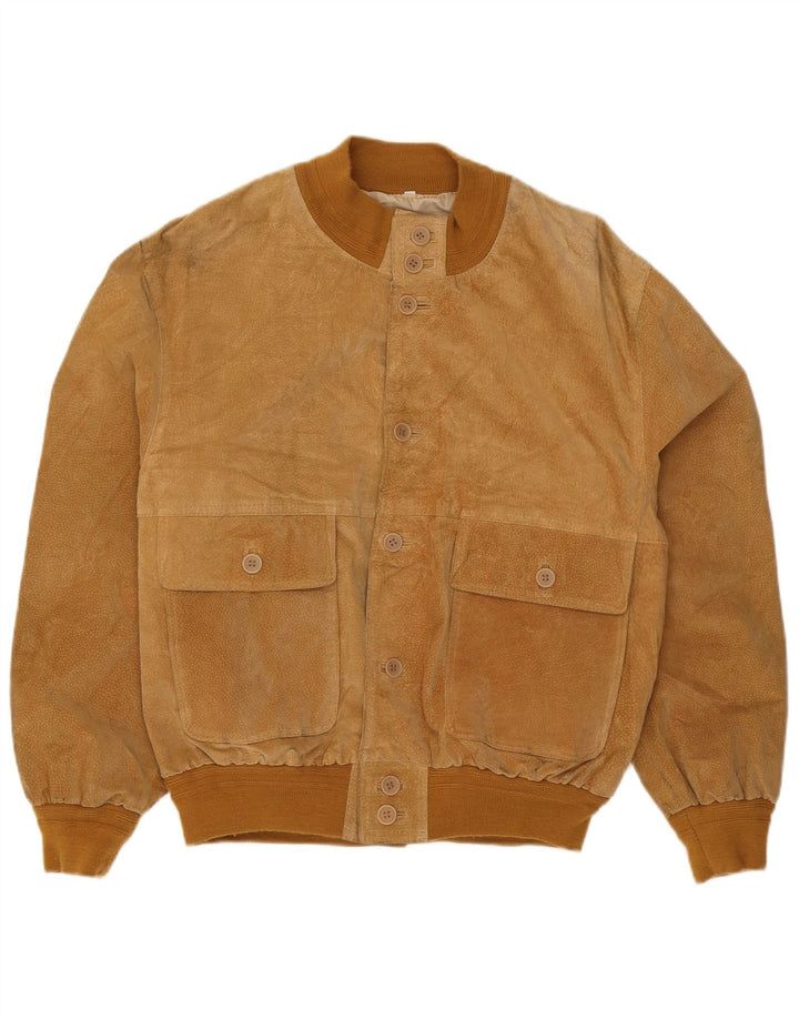 Vintage Herren Wildleder Bomberjacke UK 40 Großes braunes Leder