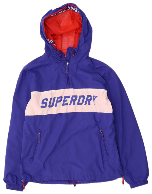 Superdry Herren-Anorakjacke mit grafischer Kapuze, UK 36, Small, Blau, Farbblock