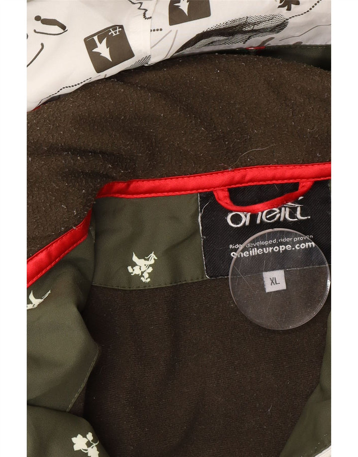 O'NEILL Womens Hooded Windbreaker Jacket UK 18 XL White Floral Polyester Vintage O'Neill and Second-Hand O'Neill from Messina Hembry 
