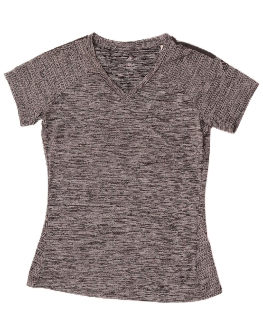 Adidas Damen Climalite T-Shirt Top UK 12 Mittelgrau geflecktes Polyester