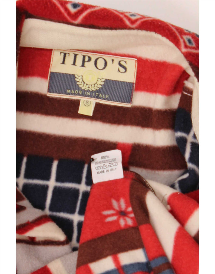 Tipo' S Herren-Fleece-Hemd mit lockerer Passform, kleines rotes Patchwork-Polyester