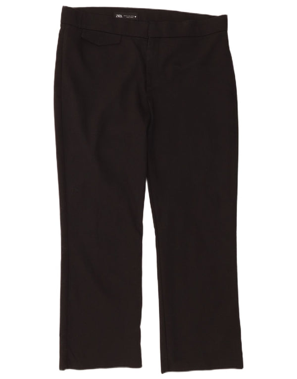 Zara Damen Gerade Freizeithose XL W32 L25 Schwarze Baumwolle