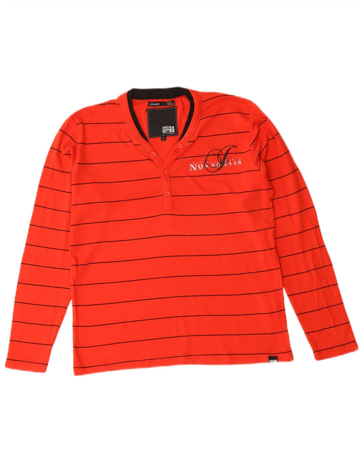Jack & Jones Herren-Oberteil, langärmelig, klein, rot gestreift, Baumwolle