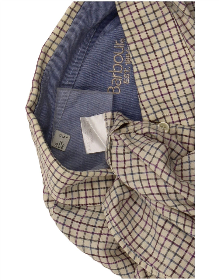 Barbour Herrenhemd XL, cremefarben, kariert, Baumwolle