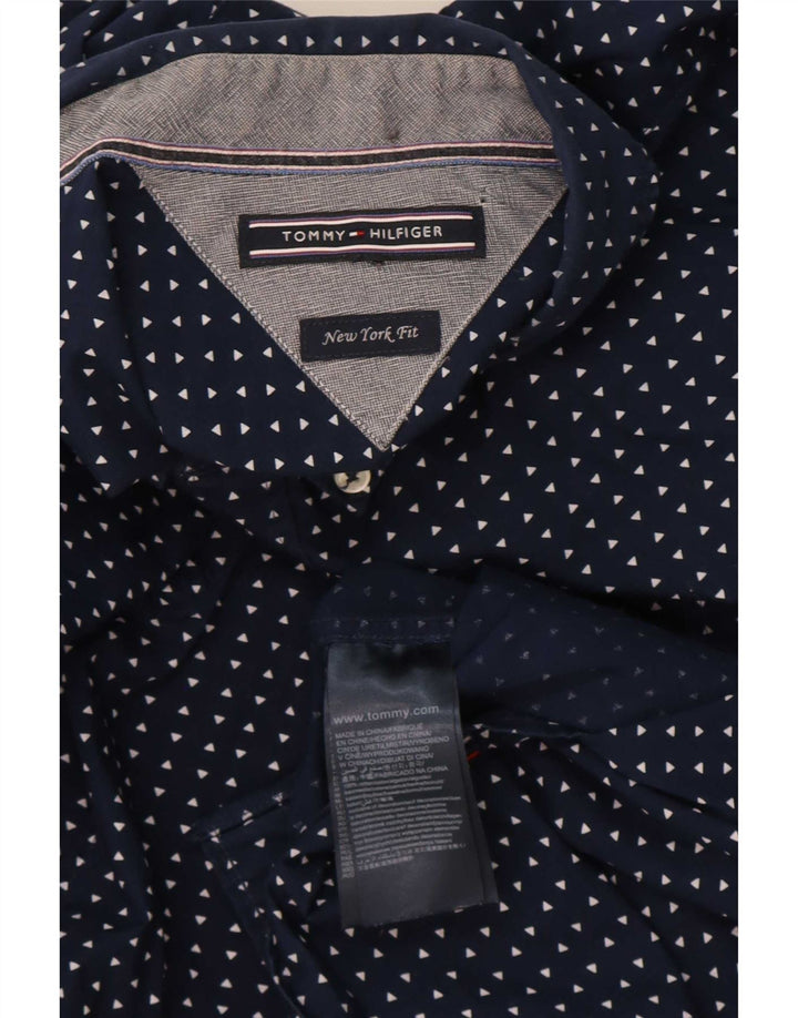 Tommy Hilfiger Herrenhemd aus mittelblauer, geometrischer Baumwolle