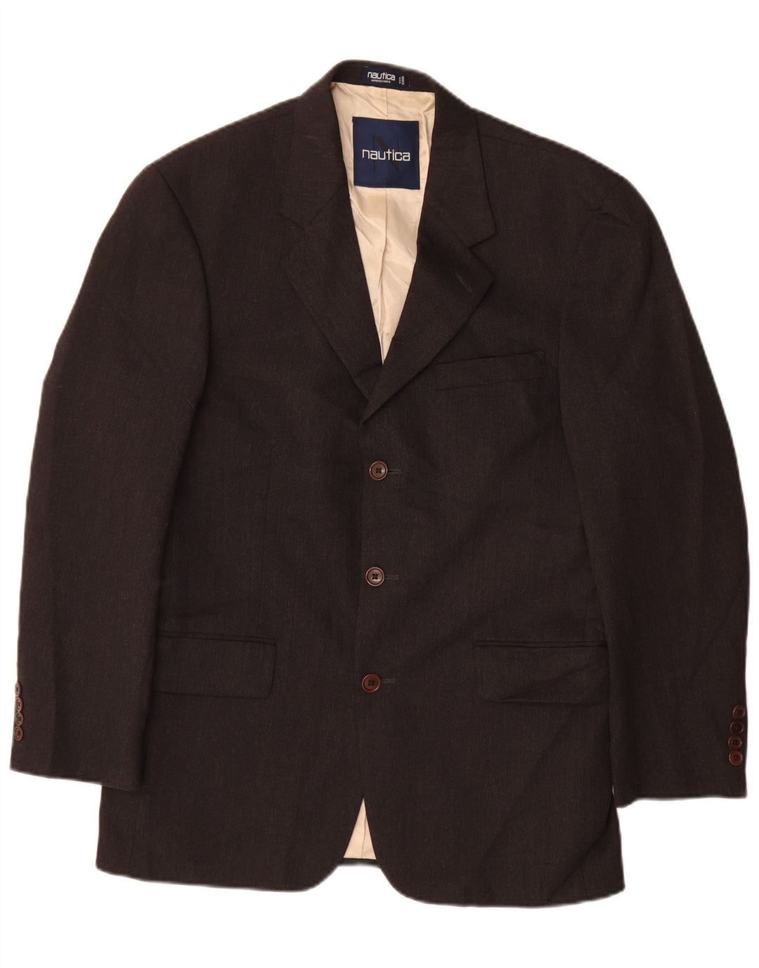 NAUTICA Herren-Blazerjacke mit 3 Knöpfen, UK 38, mittelgraue Wolle