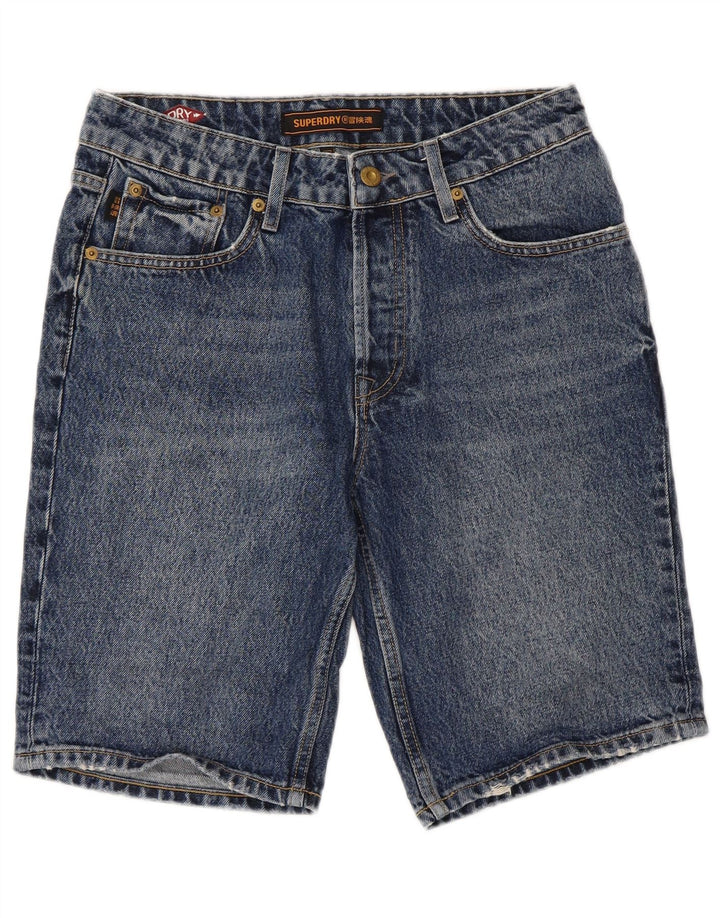 SUPERDRY Damen Jeansshorts W28 mittelblaue Baumwolle