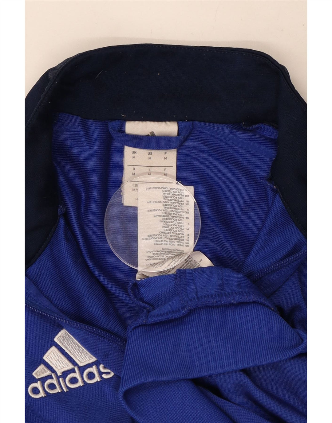 Adidas Herren-Trainingsanzug-Top-Jacke aus mittelblauem Colourblock-Polyester