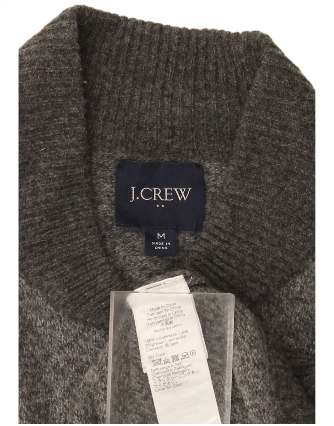 J. Crew Herren-Strickjacke aus mittelgrau gefleckter Lammwolle