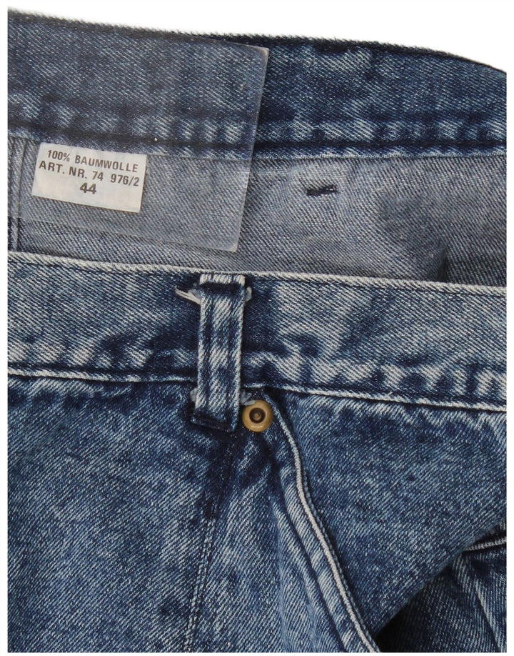 VINTAGE Damen Mini-Jeansrock mit hoher Taille, EU 44, XL, W32, blaue Baumwolle