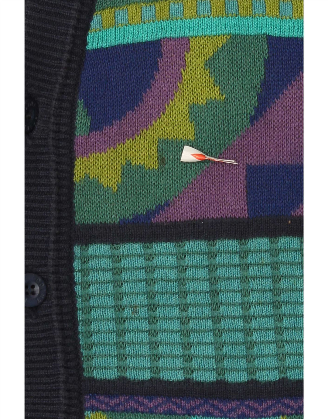 Vintage Herren Cardigan Pullover Große marineblaue geometrische Baumwolle