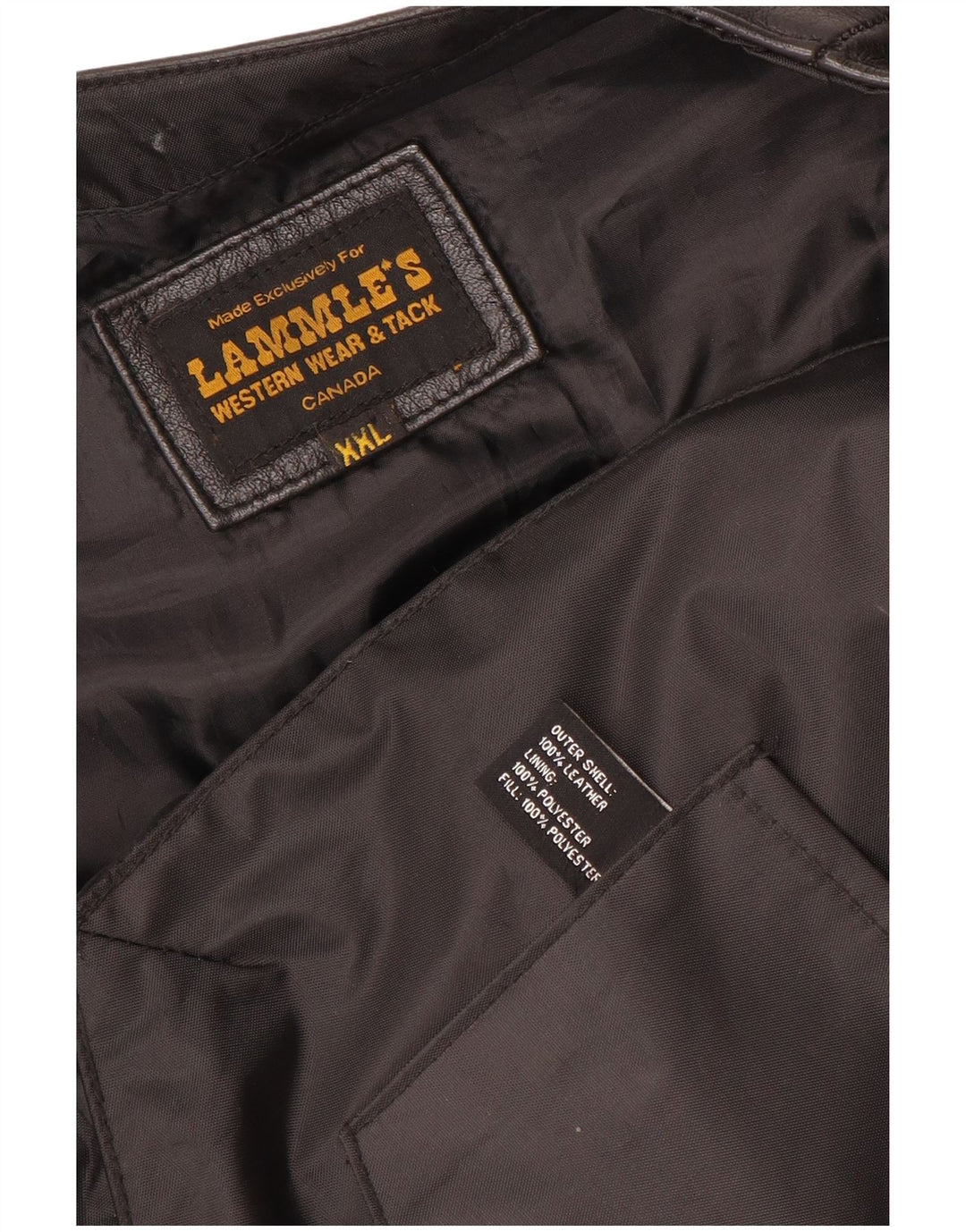 Lammle's Herren Motorstyle Graphic Lederweste 2XL Schwarzes Leder