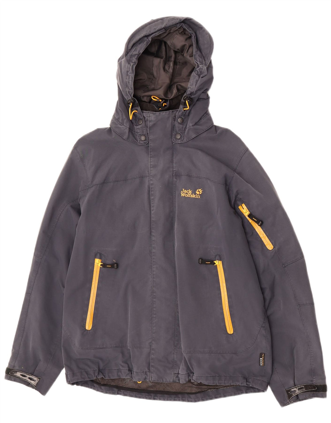 Jack Wolfskin Herren-Regenjacke mit Kapuze, UK 40/42, großes marineblaues Polyamid