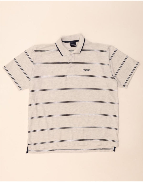 Umbro Herren-Poloshirt XL, grau gestreift, Polyester