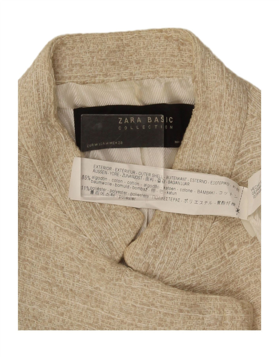 Offene Blazerjacke für Damen von Zara, UK 12, mittelbeige gefleckte Baumwolle