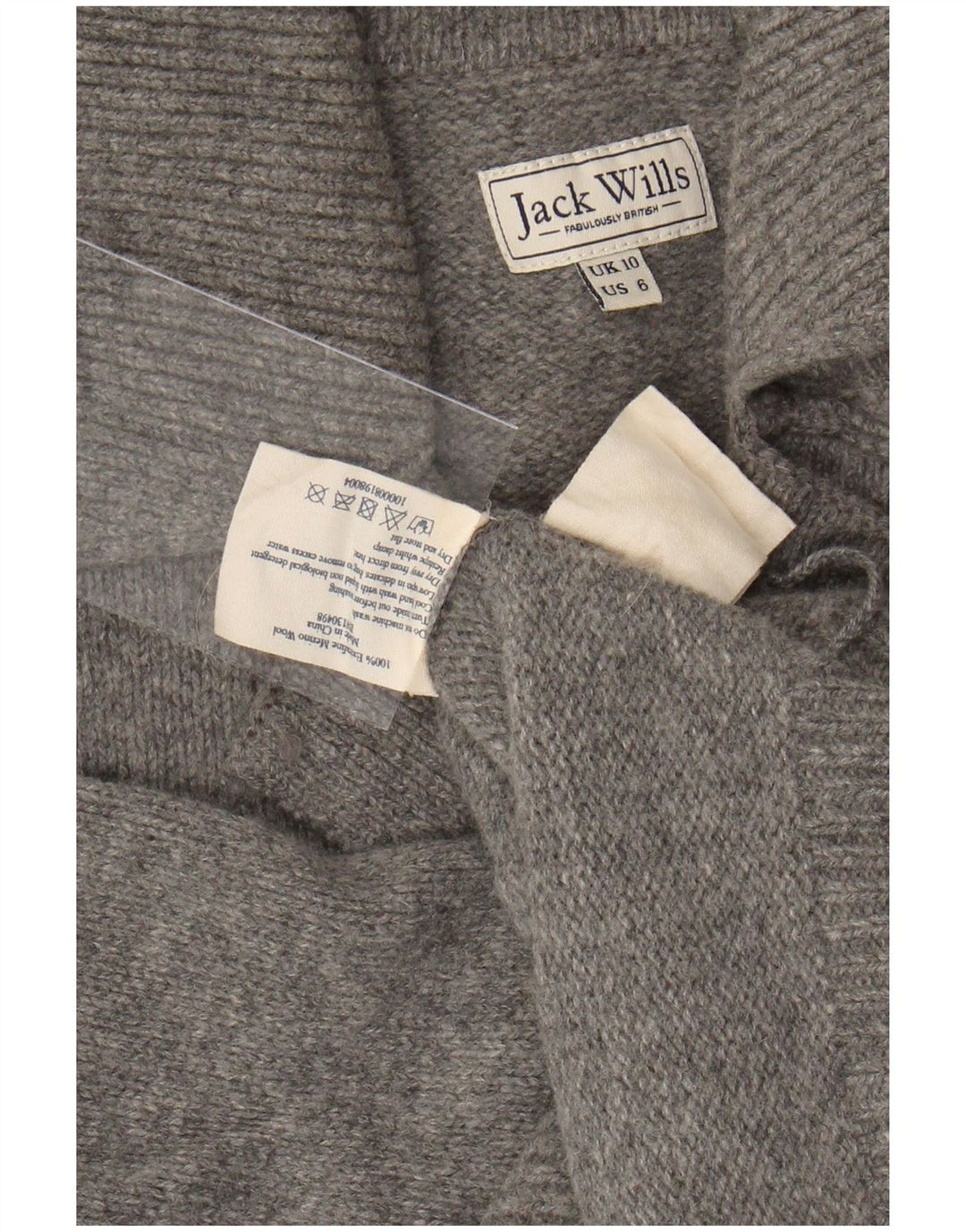 JACK WILLS Damen-Strickjacke in Übergröße, Gr. 10, Größe S, Grau