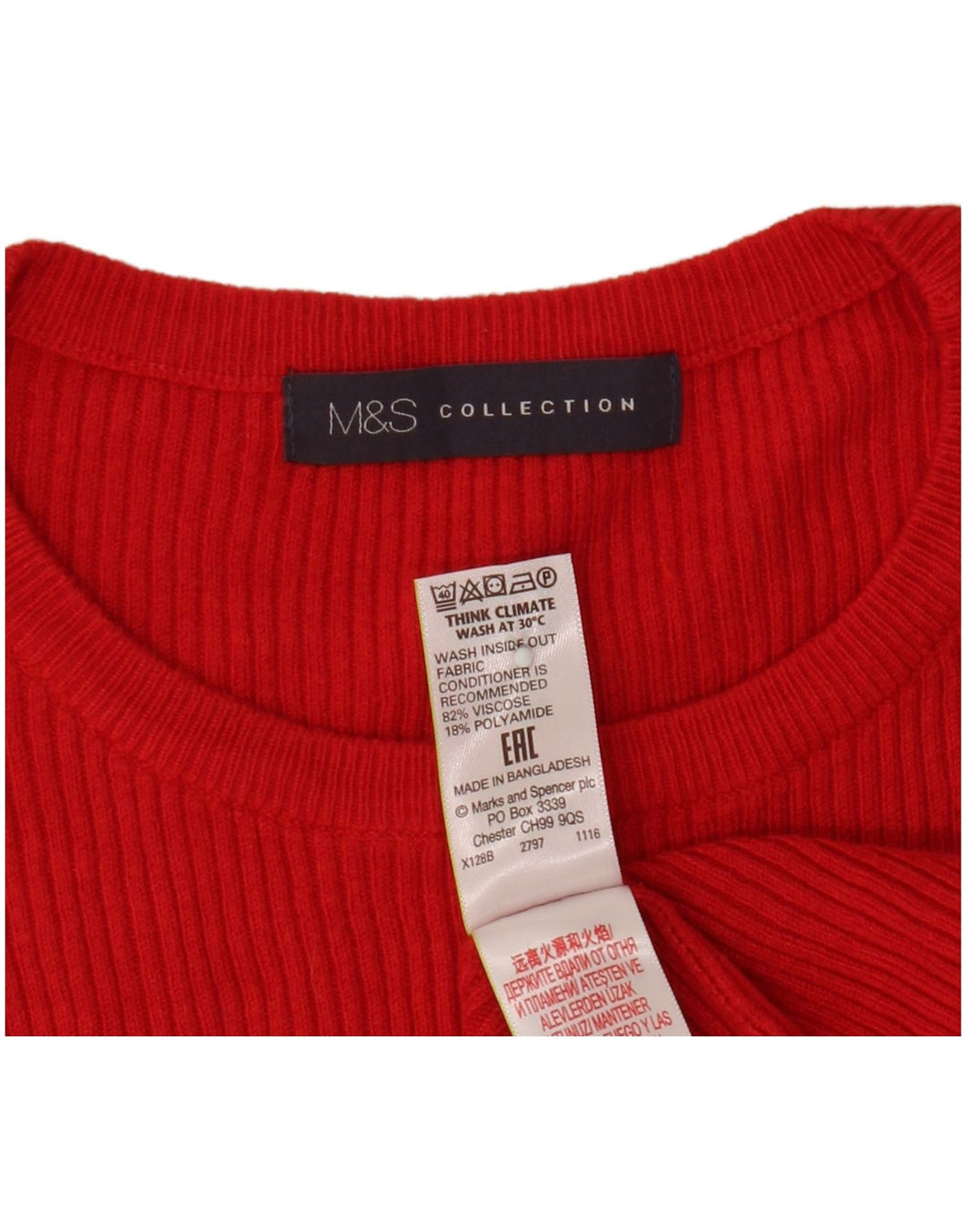Marks & Spencer Damen Crop T-Shirt Top UK 16 Large Rote Viskose