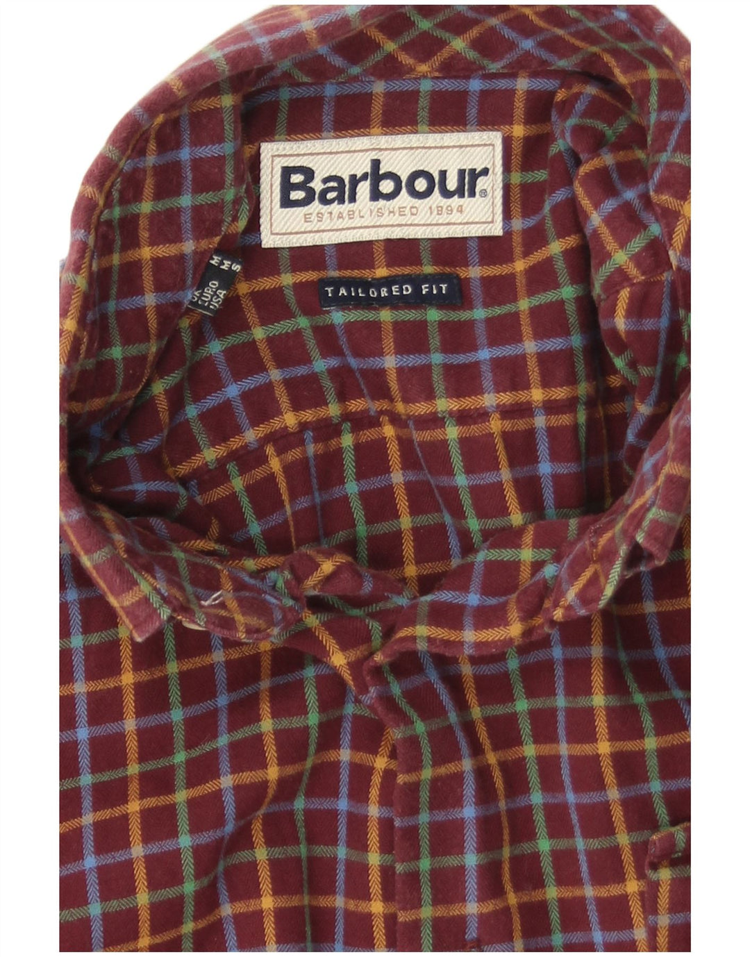 Barbour Tailored Fit Flanellhemd für Herren, mittleres Burgunderrot kariert