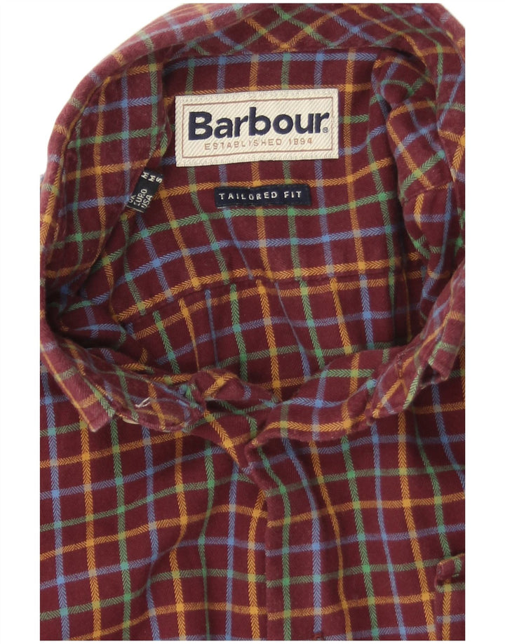 Barbour Tailored Fit Flanellhemd für Herren, mittleres Burgunderrot kariert