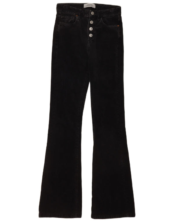 Zara Damen Flare Cordhose EU 34 2XS W24 L31 Schwarz