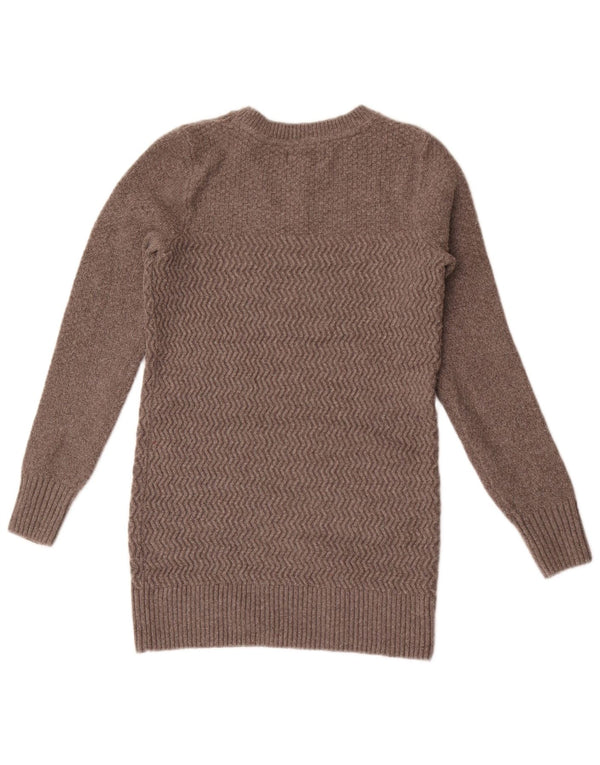 Fat Face Damen Longline-Pullover mit U-Boot-Ausschnitt, UK 6, XS, Grau, Polyester