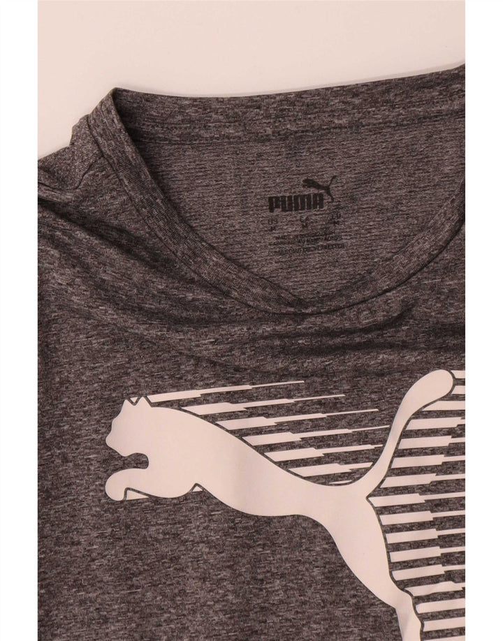 Puma Womens Graphic T-Shirt Top UK 14 Mittelgrau geflecktes Polyester