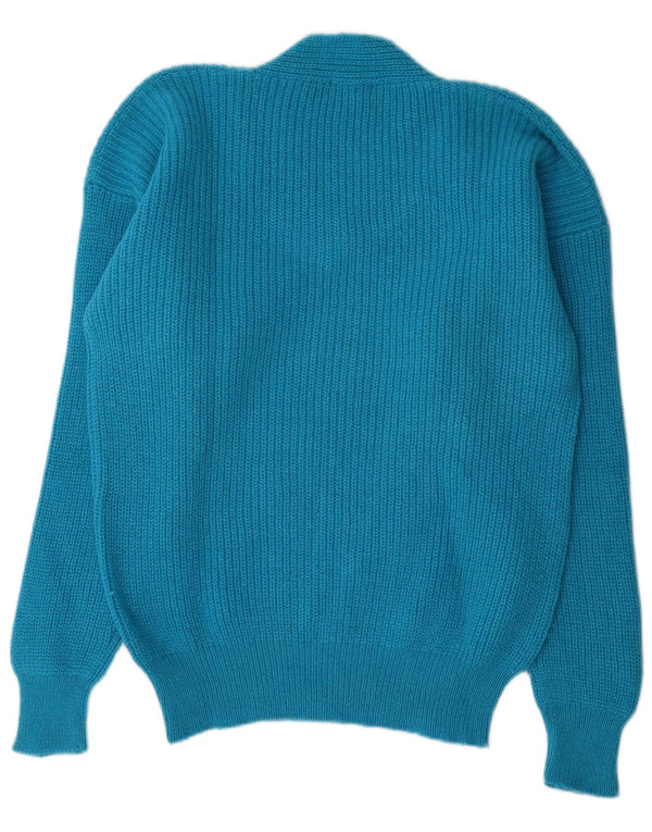 Vintage Herren Pullover mit V-Ausschnitt IT 50 Mittelblaue Wolle