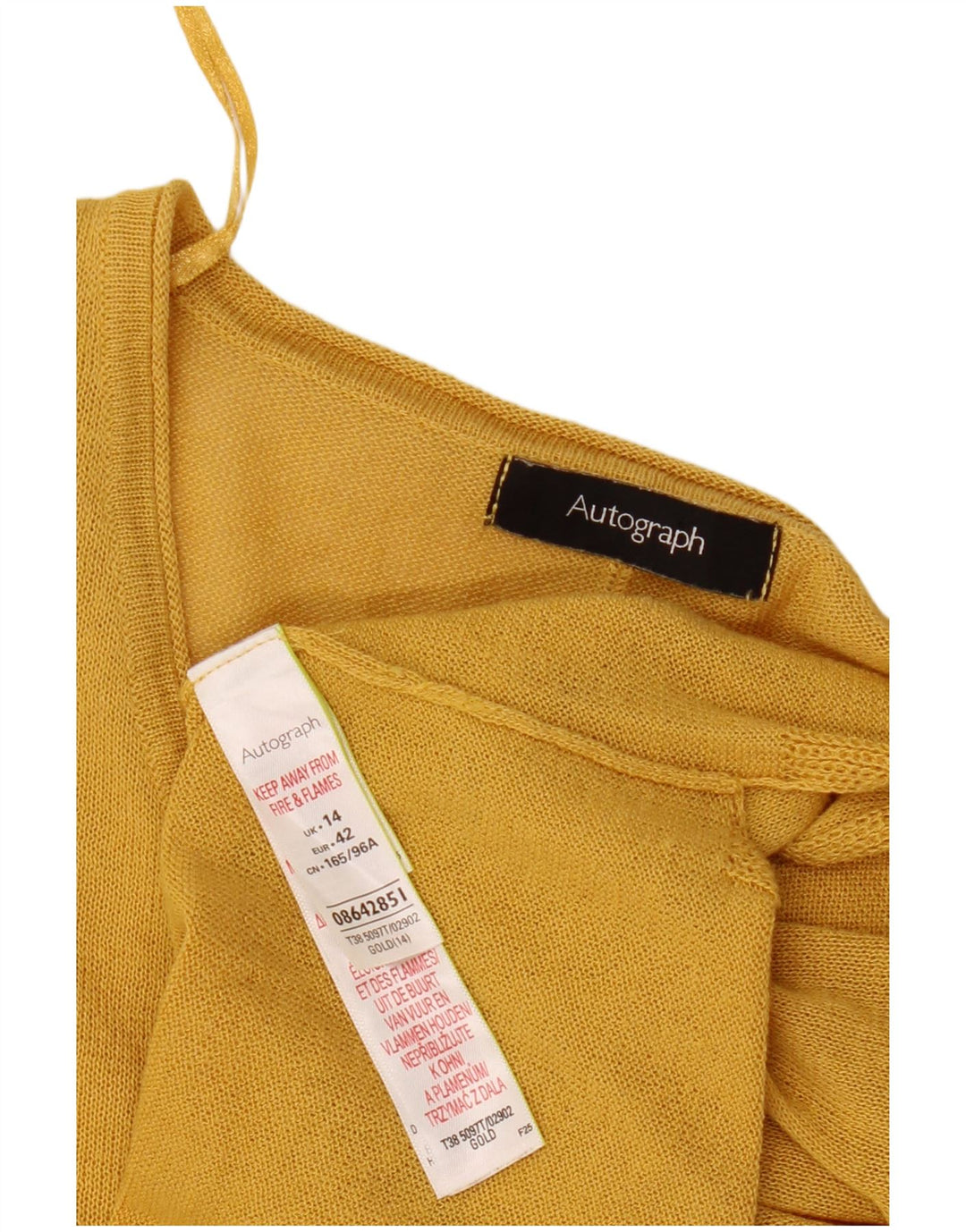 Marks & Spencer Damen Autograph Crop Oversized Bluse Top UK 14 Large Gold