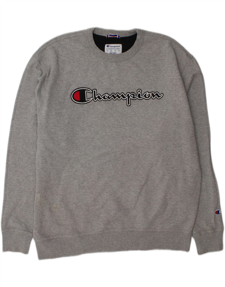 CHAMPION Mens Graphic Sweatshirt Jumper XL Grey Cotton Vintage Champion and Second-Hand Champion from Messina Hembry 