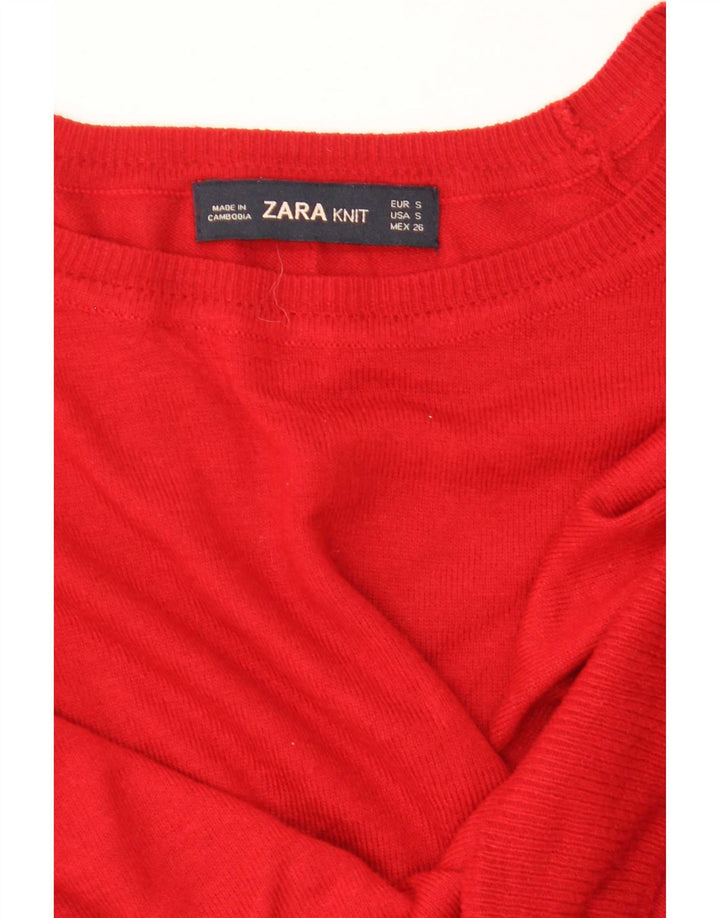 Zara Damen-Pullover, übergroß, U-Boot-Ausschnitt, Gr. 10, Größe S, Rot