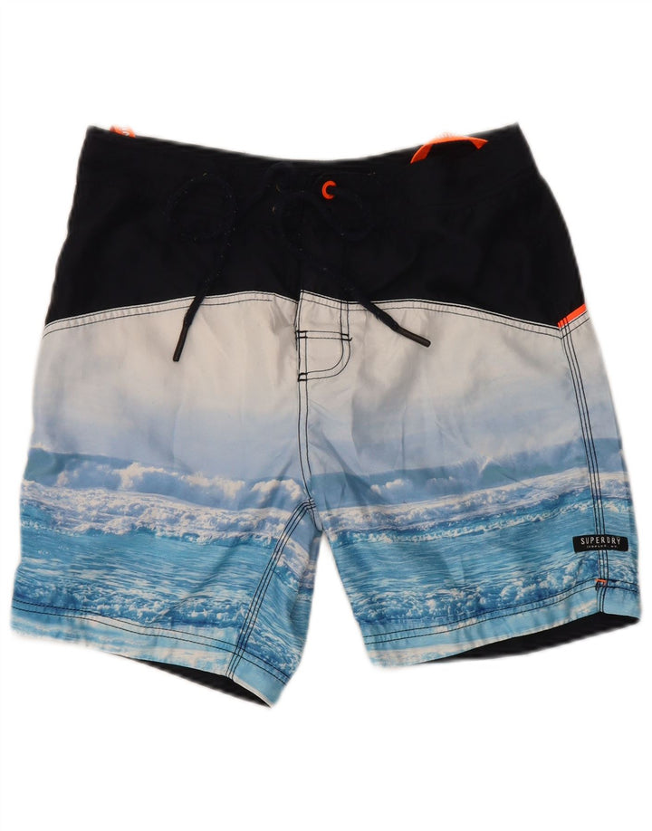 Superdry Herren Graphic Regular Badeshorts, Größe S, Blau, Polyester