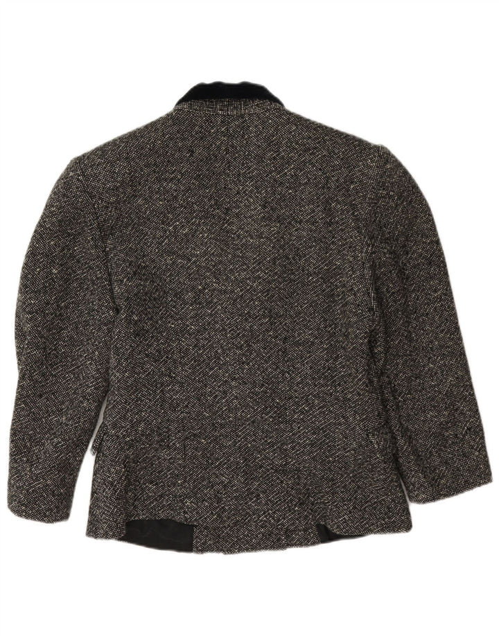 Vintage Damen 3/4 Ärmel Zweireiher Blazer Jacke IT 42 Mittelgrau