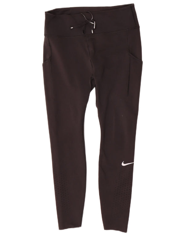 Nike Damen Dri Fit Leggings UK 14 Large Schwarz Polyester