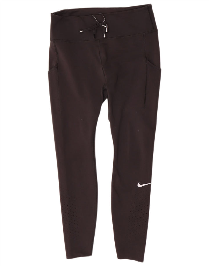 Nike Damen Dri Fit Leggings UK 14 Large Schwarz Polyester