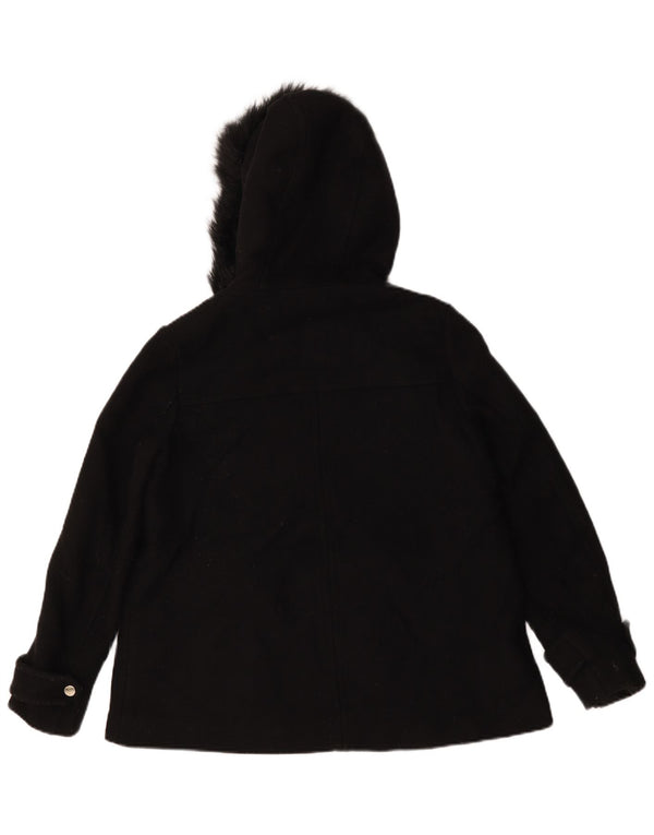 Zara Damen Kurzmantel mit Kapuze, übergroß, Gr. 10, Schwarz