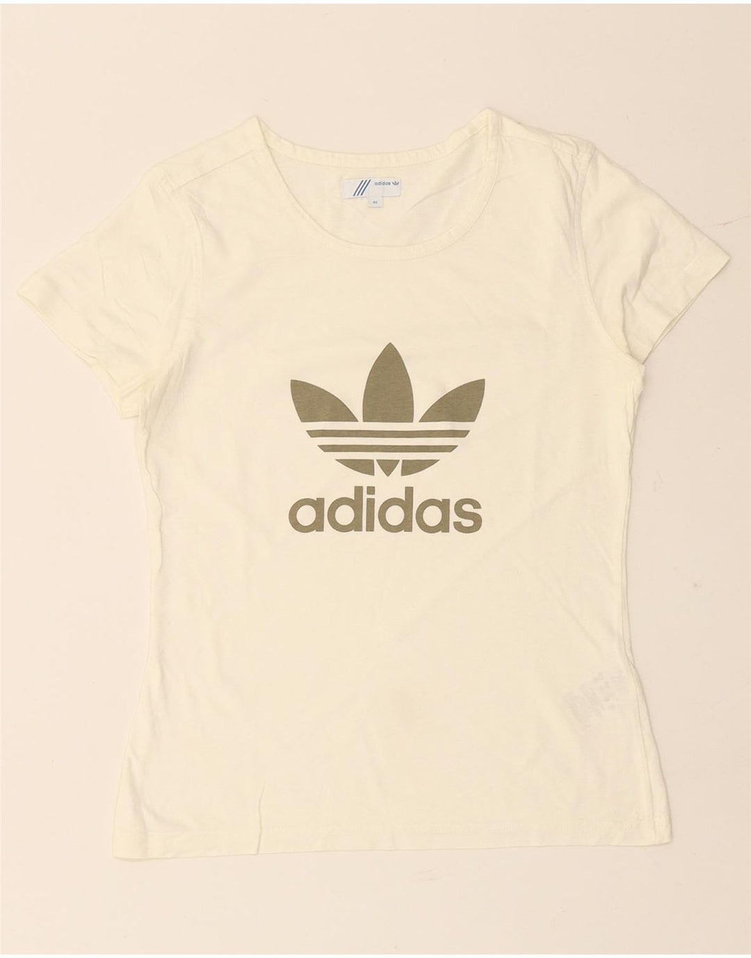 ADIDAS Damen Grafik T-Shirt Top IT 42 Mittelweiße Baumwolle