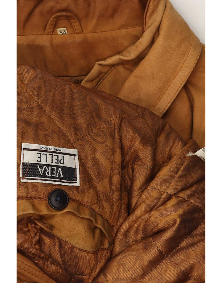 Vintage Herren Lederjacke IT 54 2XL Beige
