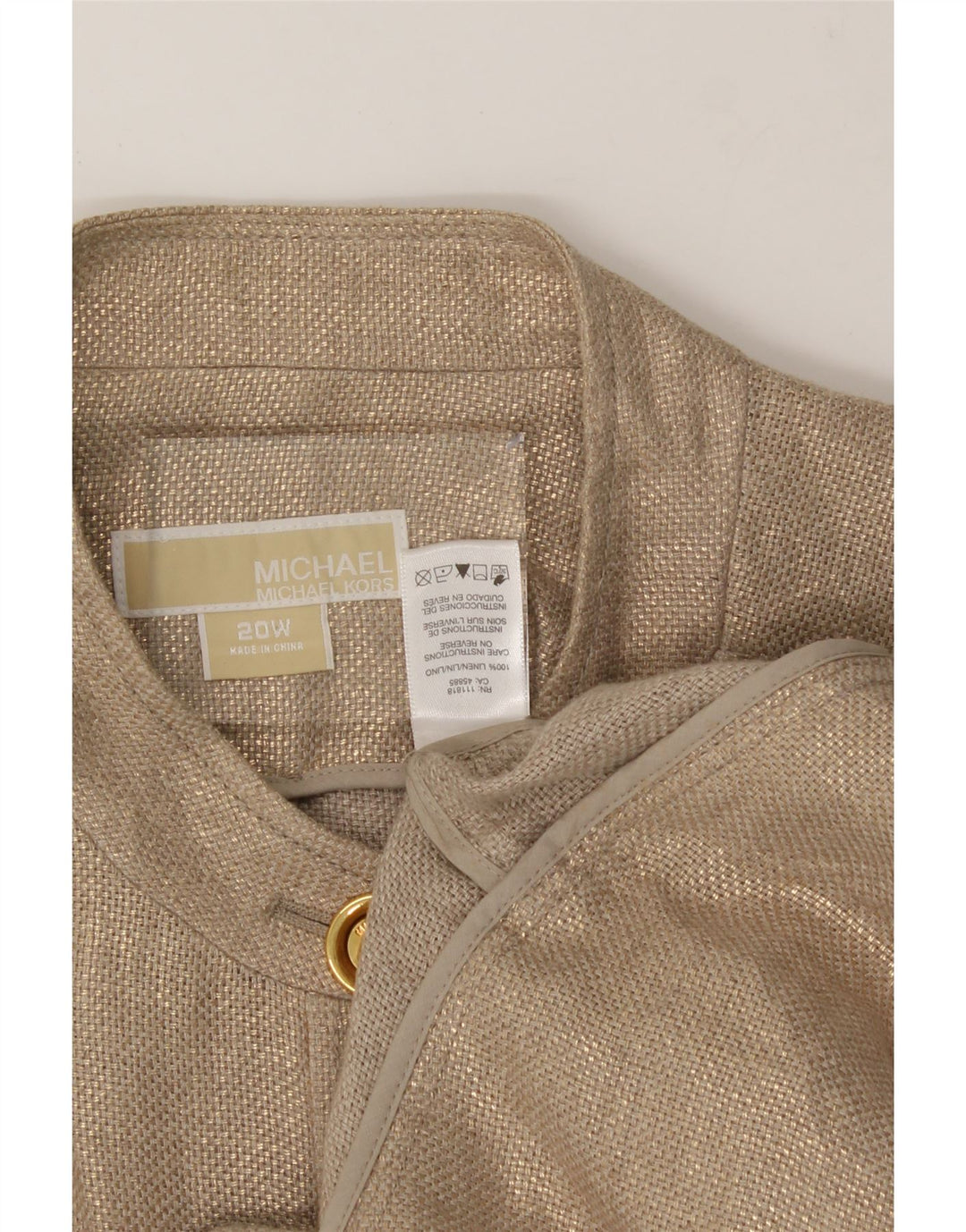 MICHAEL KORS Womens 5 Button Blazer Jacket US 20 3XL Gold Linen Vintage Michael Kors and Second-Hand Michael Kors from Messina Hembry 