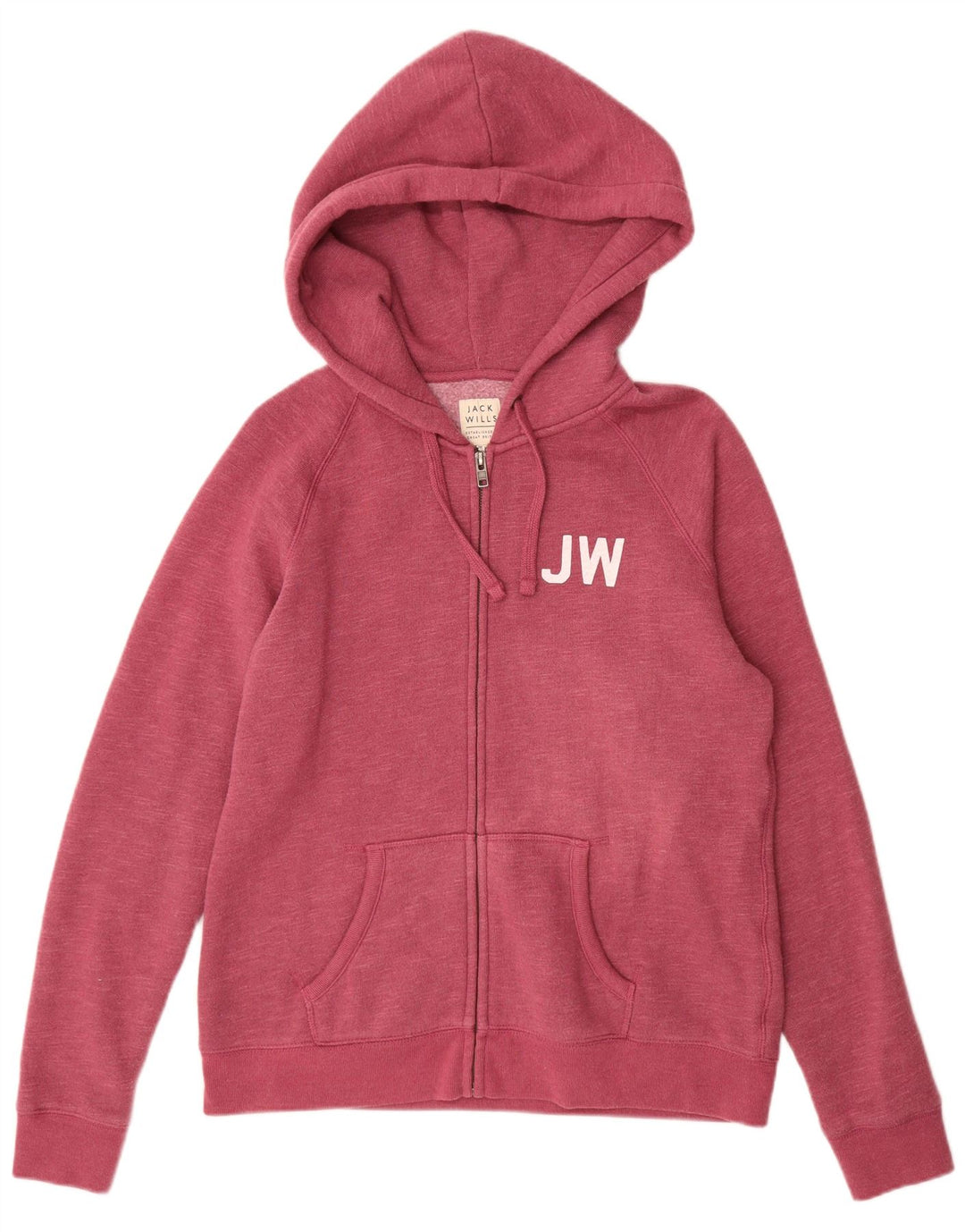 JACK WILLS Damen-Kapuzenpullover mit Reißverschluss, Gr. 44, Größe L, Burgunderrot gefleckt