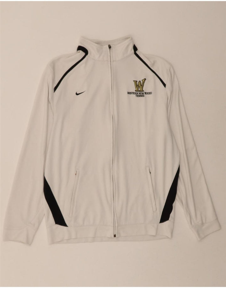 NIKE Mens Dri Fit Tracksuit Top Jacket Large White Colourblock Polyester Vintage Nike and Second-Hand Nike from Messina Hembry 