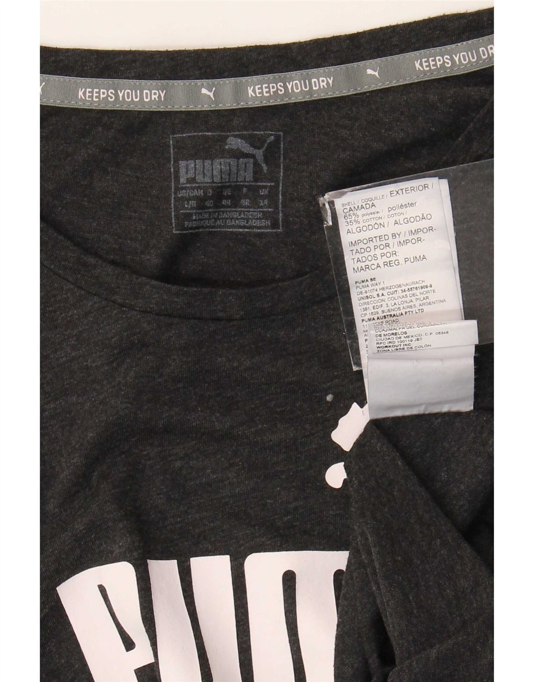 Puma Damen Graphic T-Shirt Top UK 14 Mittelgraues Polyester